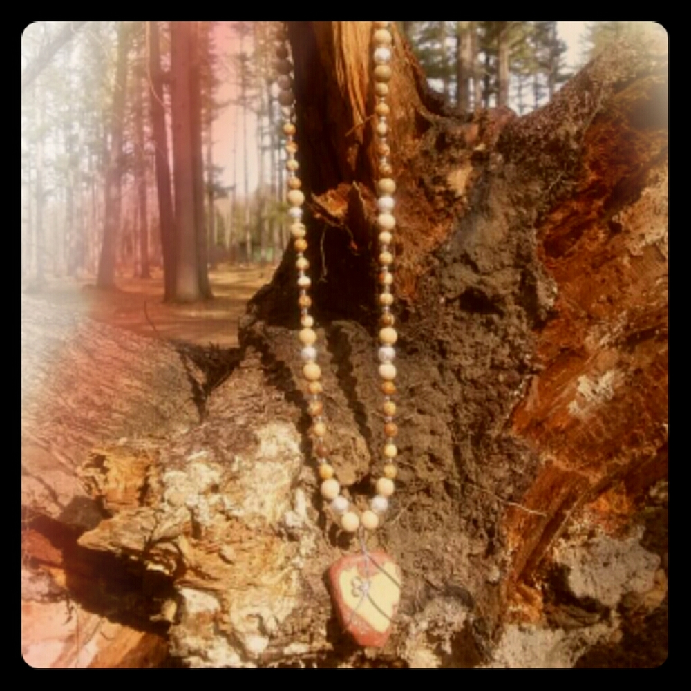 Tan tile necklace